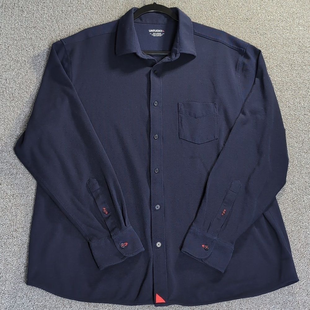UNTUCKit Mercurey Pique Button Down Shirt Size XXL Navy Blue